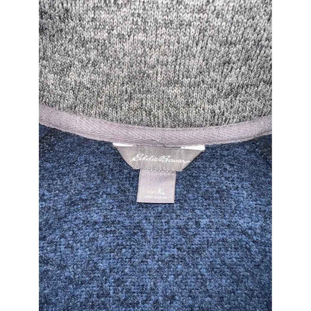 Eddie Bauer Mens XL Blue Marl Quarter Zip Pullover Sweater